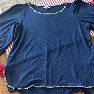 Max Studio Women's Demin Blue Top with detailed stitching